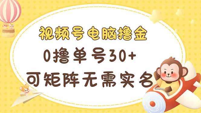 视频号电脑撸金 0撸单号30+ 可矩阵 无需实名多号多得-天星云网创