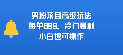 男粉项目高级玩法，每单899，冷门暴利，小白也可操作-天星云网创