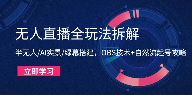 无人直播全玩法拆解：半无人/AI实景/绿幕搭建，OBS技术+自然流起号攻略-天星云网创