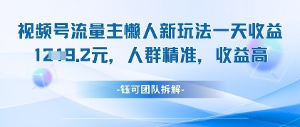 视频号流量主懒人新玩法，一天收益1k，人群精准收益高-天星云网创
