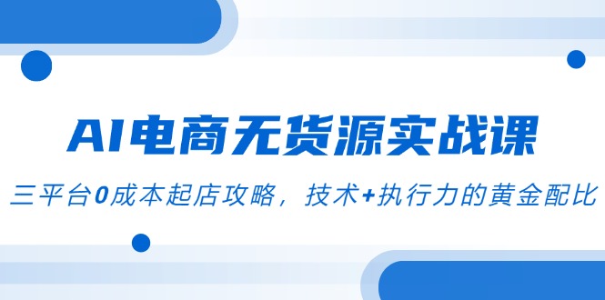 AI电商无货源实战课，三平台0成本起店攻略，技术+执行力的黄金配比-天星云网创