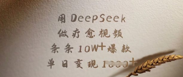 用DeepSeek做疗愈视频，条条10W+爆款，单日变现多张-天星云网创
