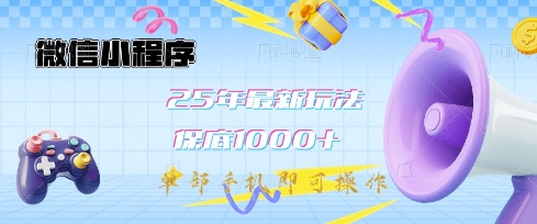 微信小程序25年最新教学保底日入1k+，最新玩法，单部手机即可操作，做就有收益【揭秘】-天星云网创
