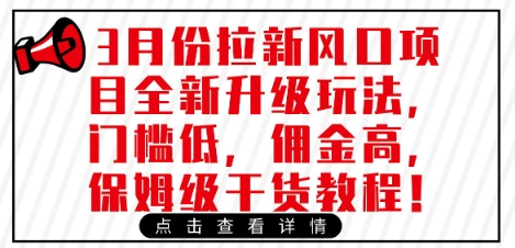 3月份拉新风口项目全新升级玩法，门槛低，佣金高，保姆级干货教程-天星云网创