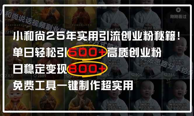 小和尚2025年实用引流秘籍！单日轻松引500+高质量创业粉，日变现800+，…-天星云网创