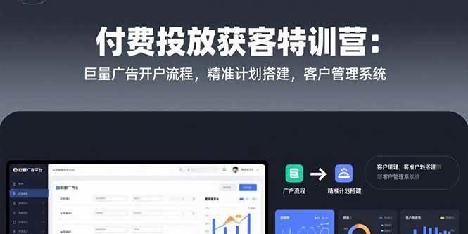 付费投放获客特训营：巨量广告开户流程，精准计划搭建，客户管理系统-天星云网创