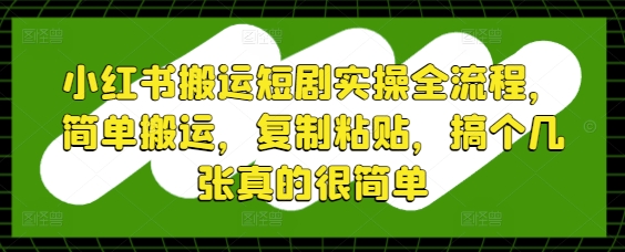 小红书搬运短剧实操全流程，简单搬运，复制粘贴，搞个几张真的很简单-天星云网创