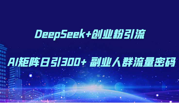 DeepSeek+创业粉引流 AI矩阵日引300+ 副业人群流量密码-天星云网创
