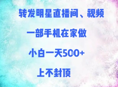转发明星直播间、视频，一部手机在家做，小白一天多张，上不封顶-天星云网创
