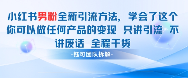 小红书男粉引流 学会了这个变现很容易，不讲废话全程针对男人的打法 全程干货-天星云网创