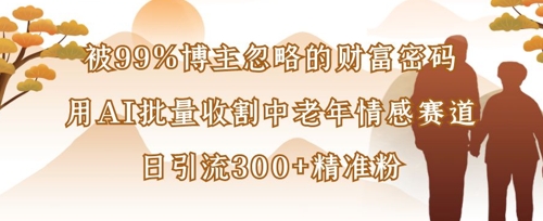 被99%博主忽略的财富密码：用AI批量收割中老年情感赛道，日引流300+精准粉-天星云网创