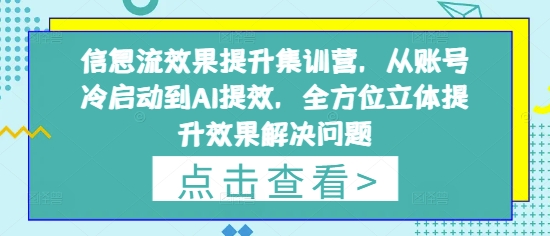 信息流效果提升集训营，从账号冷启动到AI提效，全方位立体提升效果解决问题-天星云网创