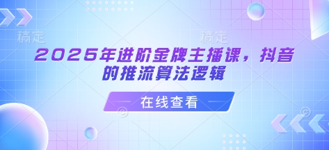 2025年进阶金牌主播课，抖音的推流算法逻辑-天星云网创