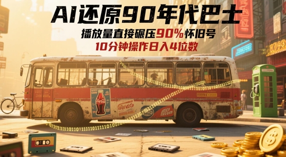 AI还原90年代巴士，一帧就让70后泪崩，播放量直接碾压90%怀旧号，每天操作十分钟，日入四位数-天星云网创