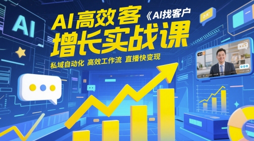 AI高效获客增长实战课，​AI找客户 私域自动化 高效工作流 直播快变现-天星云网创