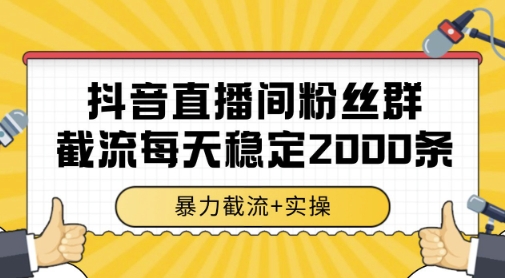 抖音直播间粉丝群暴力截流，一台电脑每天稳定2000条数据，暴力截流+实操 【揭秘】-天星云网创