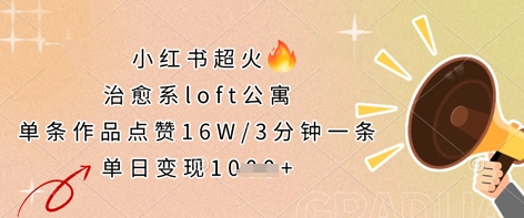小红书超火的治愈系loft公寓，单条作品点赞16W，3分钟一条，单日变现数张-天星云网创