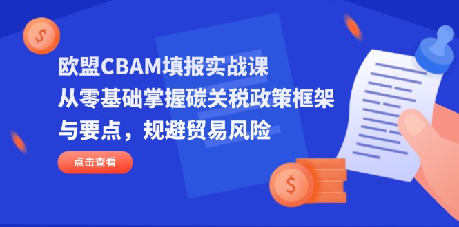 欧盟CBAM填报实战课，从零基础掌握碳关税政策框架与要点，规避贸易风险-天星云网创