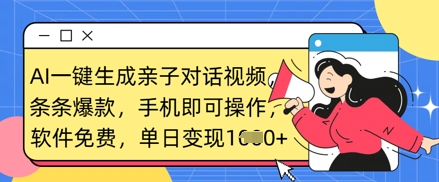 AI一键生成亲子对话视频，条条爆款，一部手机即可操作，单日变现数张-天星云网创