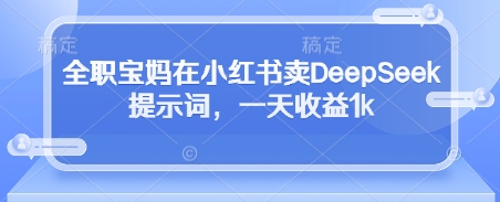 全职宝妈在小红书卖DeepSeek提示词，一天收益1k-天星云网创
