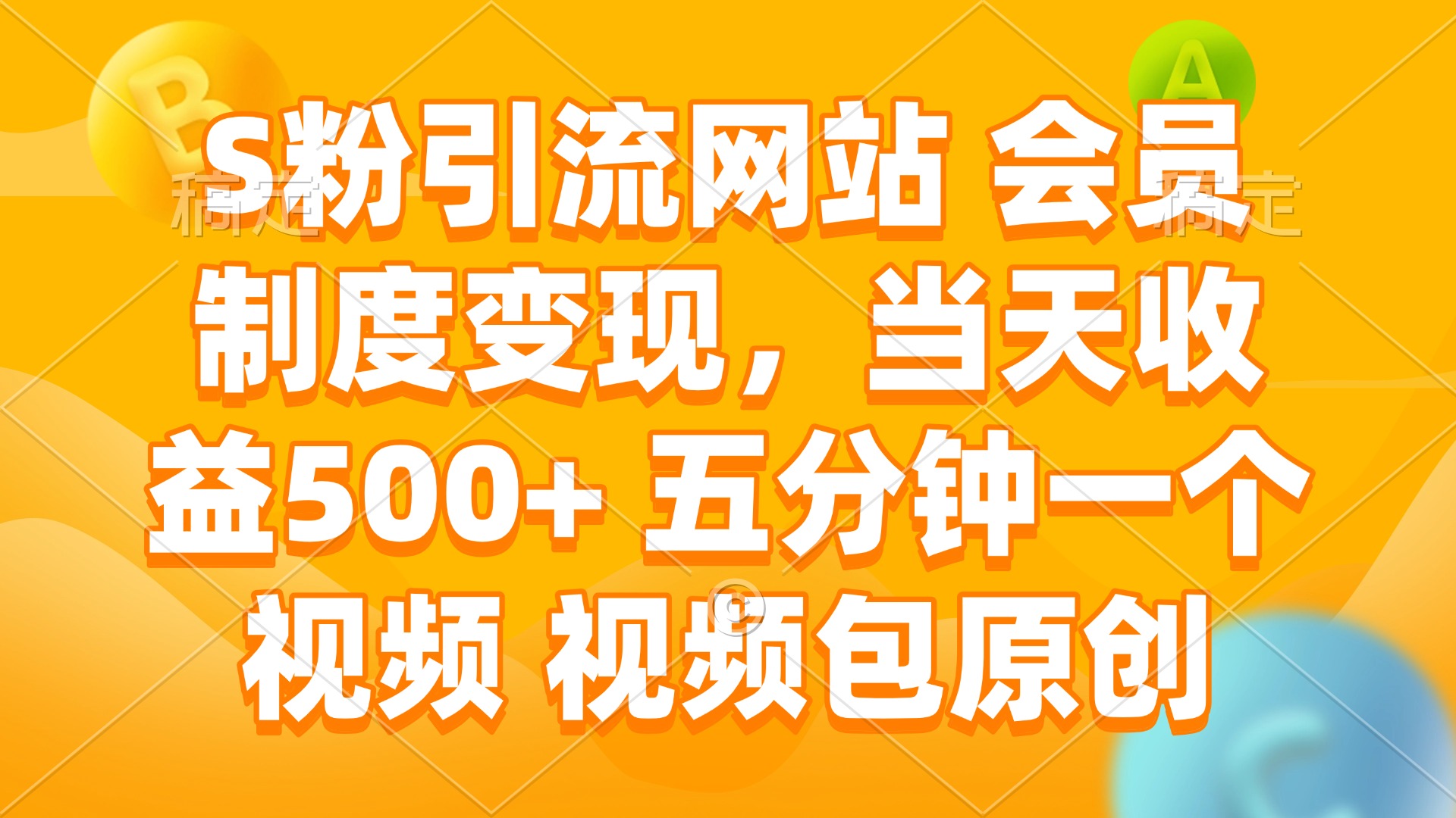 S粉引流网站 会员制度变现，当天收益500  五分钟一个视频 视频包原创-天星云网创