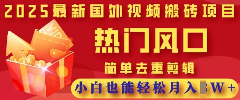 2025最新视频搬砖项目，热门风口，简单去重剪辑，小白也能轻松月入过W-天星云网创
