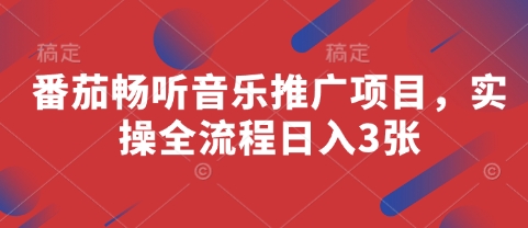 番茄畅听音乐推广项目，实操全流程日入3张-天星云网创