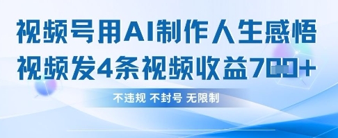 用AI做人生感悟视频，4条视频当天收益782-天星云网创