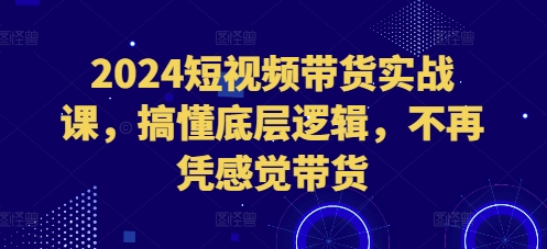 2024短视频带货实战课，搞懂底层逻辑，不再凭感觉带货知源共链|免费获取全站资源|免费视频资源|无会员免费资源平台|无限制资源下载|免费赚钱平台|小程序赚钱|赚钱项目网站|免费看视频获取奖励|免费资源下载|免费视频赚钱知源共链