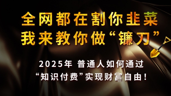 全网都在割你韭菜，我来教你做镰刀，2025普通人如何通过知识付费，实现财F自由【揭秘】知源共链|免费获取全站资源|免费视频资源|无会员免费资源平台|无限制资源下载|免费赚钱平台|小程序赚钱|赚钱项目网站|免费看视频获取奖励|免费资源下载|免费视频赚钱知源共链