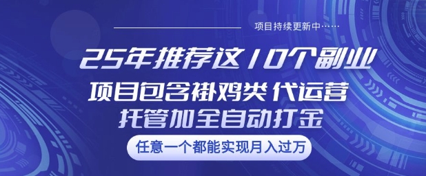 25年推荐这10个副业项目包含褂鸡类、代运营托管类、全自动打金类【揭秘】知源共链|免费获取全站资源|免费视频资源|无会员免费资源平台|无限制资源下载|免费赚钱平台|小程序赚钱|赚钱项目网站|免费看视频获取奖励|免费资源下载|免费视频赚钱知源共链